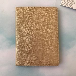 Lodis Gold Pebbled Texture Leather Passport Cover